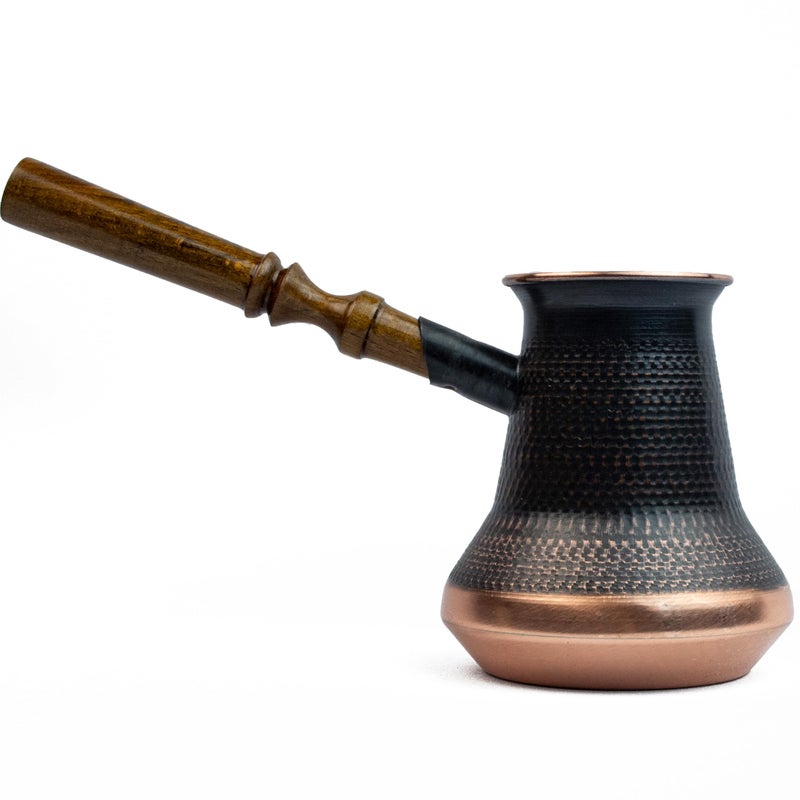 HandCraftoria Handmade Armenian Coffee Pot Maker Copper Jazva Ararat Turkish Arabic Greek Cezve Jezve Ibrik Turka Jazzve Jazve Wooden Handle (12 Fl Oz (355ml)) - Image 5